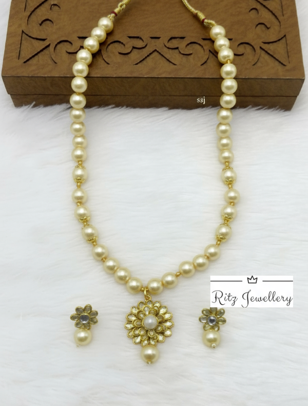 Golden Pearl Necklace Set