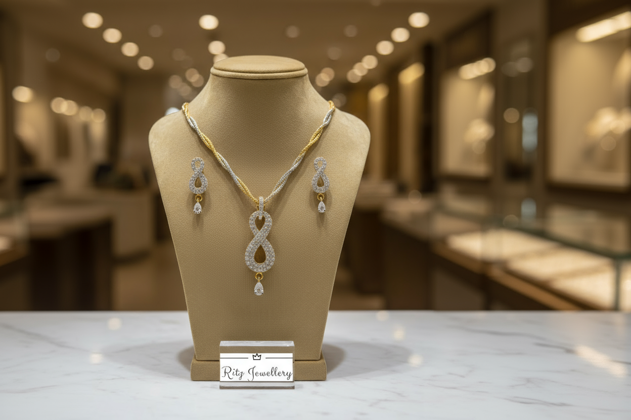 Infinity Symbol Pendant and Earring Set