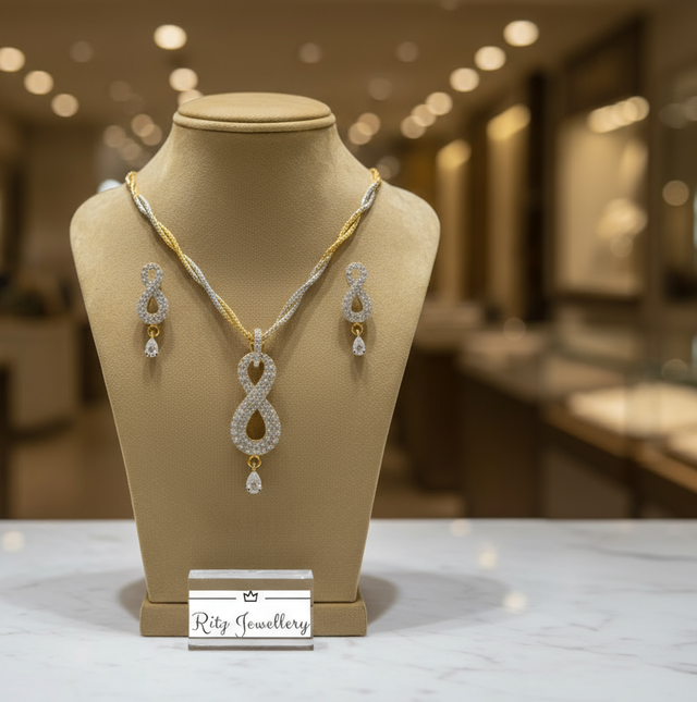 Infinity Symbol Pendant and Earring Set