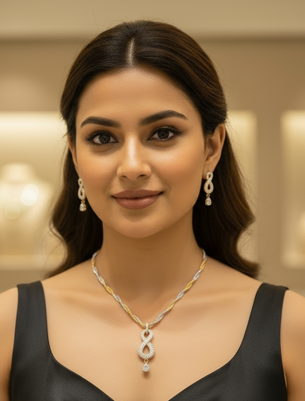 Infinity Symbol Pendant and Earring Set