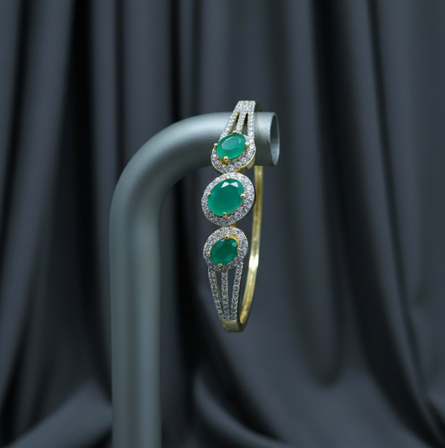 Emerald and Diamond/Zirconia Bangle