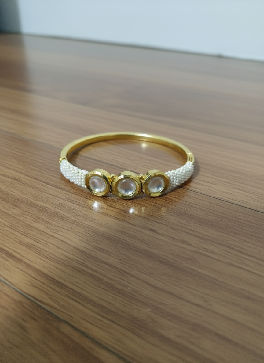 Pearl and Polki Stone Bangle