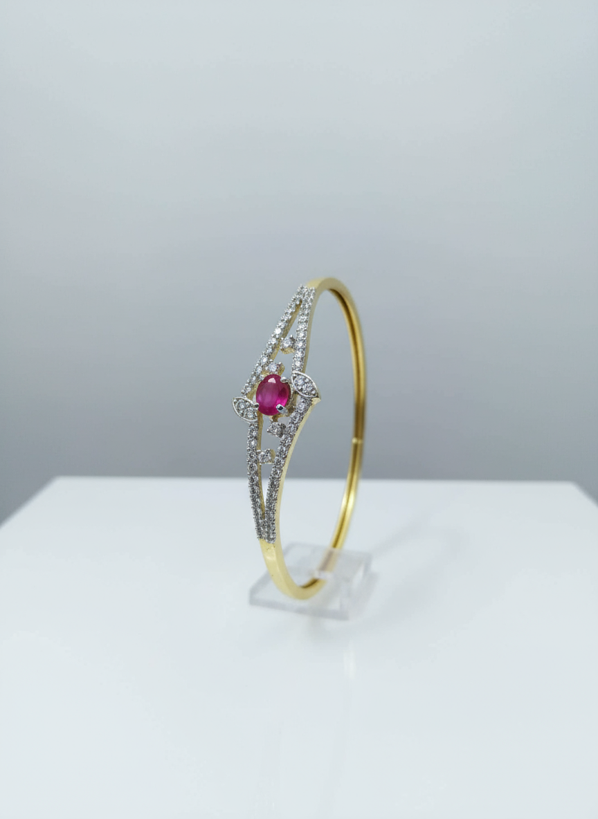 Ruby and Diamond-Style Open Bangle
