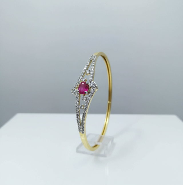 Ruby and Diamond-Style Open Bangle