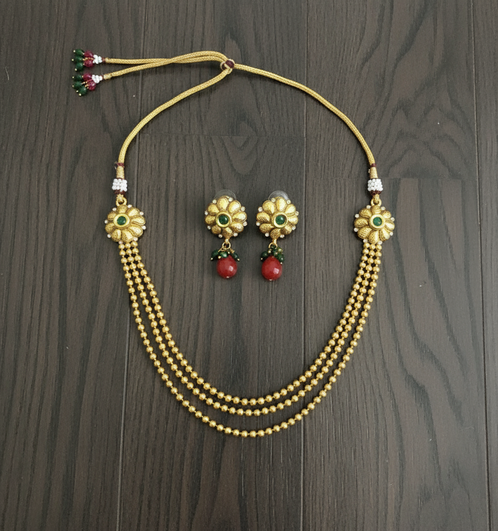 Multi-strand Golden Bead Necklace Set
