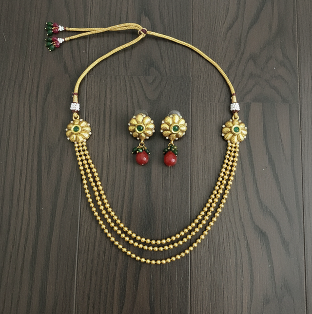 Multi-strand Golden Bead Necklace Set