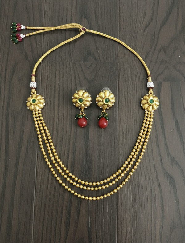 Multi-strand Golden Bead Necklace Set